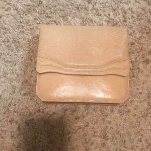Judith Leiber Beige Snake Skin Clutch with strap